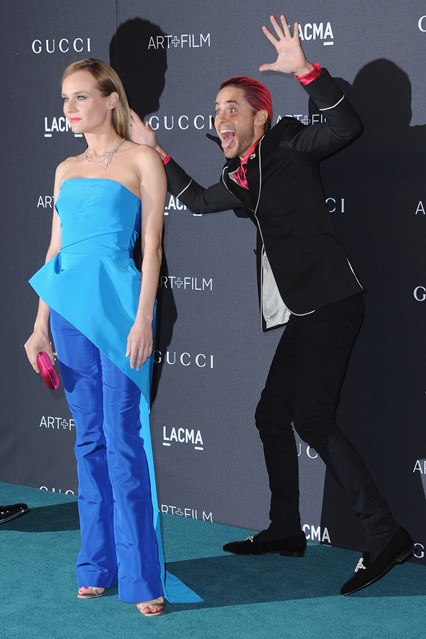Jared Leto photo bombed Diane Kruger on the red carpet at the LACMA Art and Film Gala.
