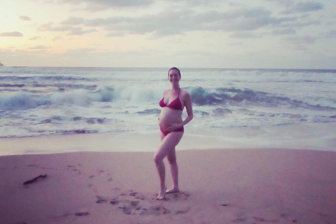 Anne Hathaway posted a picture on Instagram showing off her baby bump. 