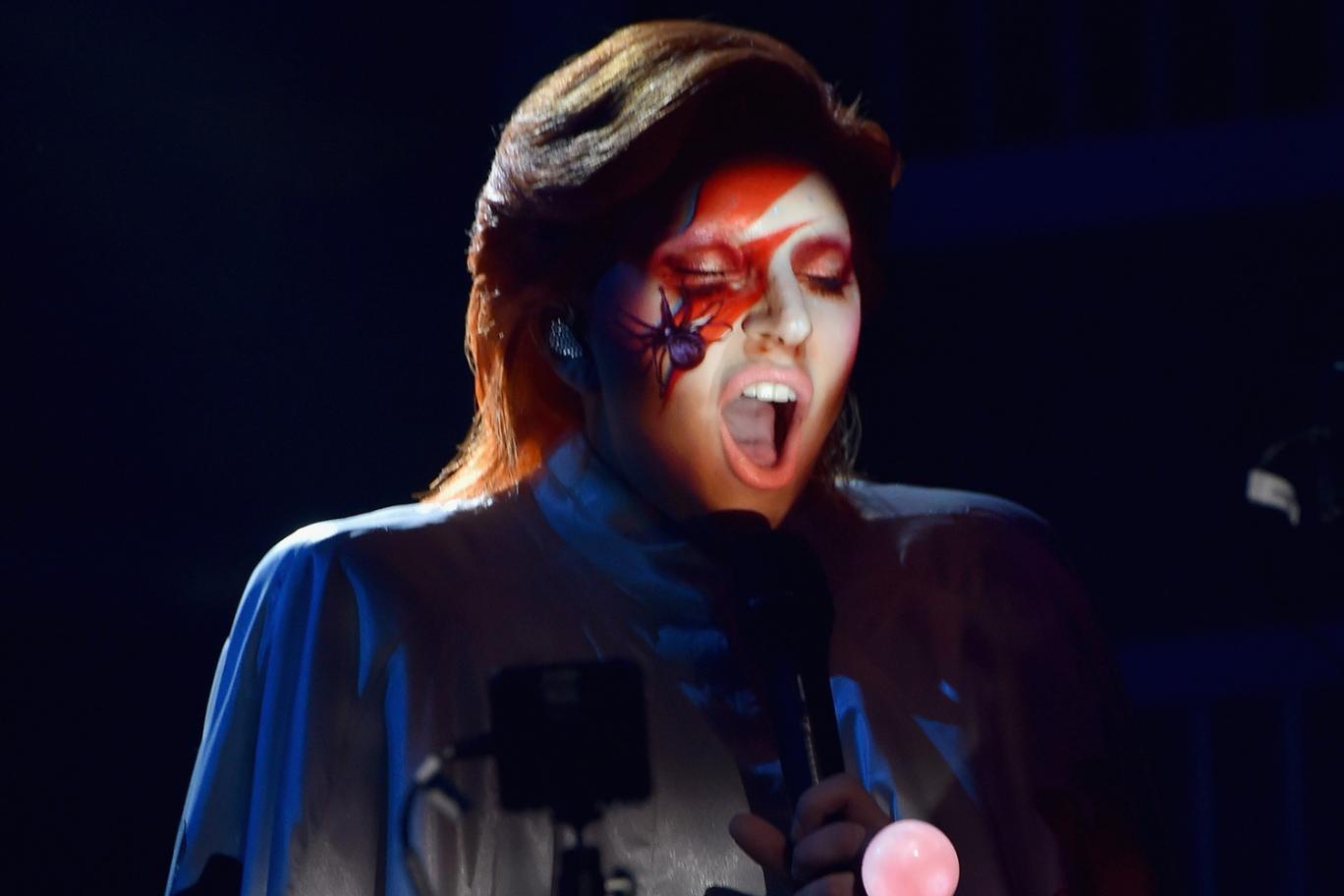 Lady Gaga performs a tribute to David Bowie at the Grammys