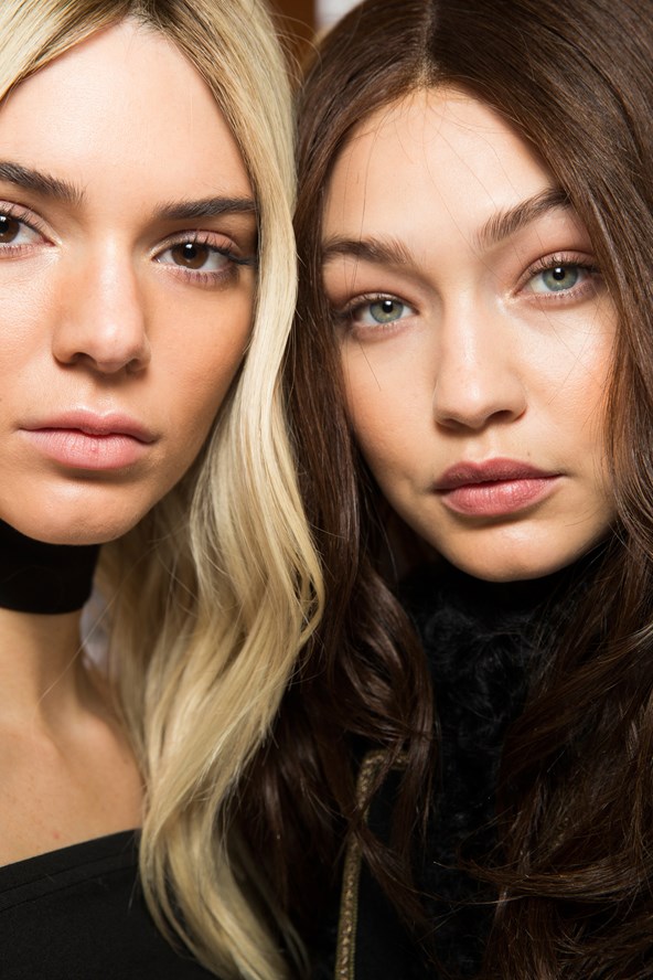 Backstage Beauty // Balmain hair swap, Sam McKnight fitted select models with coloured wigs in the opposite hue to models' own colour - think Kendall Jenner as a blonde and Gigi Hadid as a brunette.