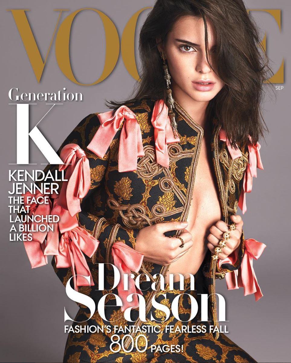 Kendall Jenner appeared on the cover of Vogue's September issue, its largest of the year.