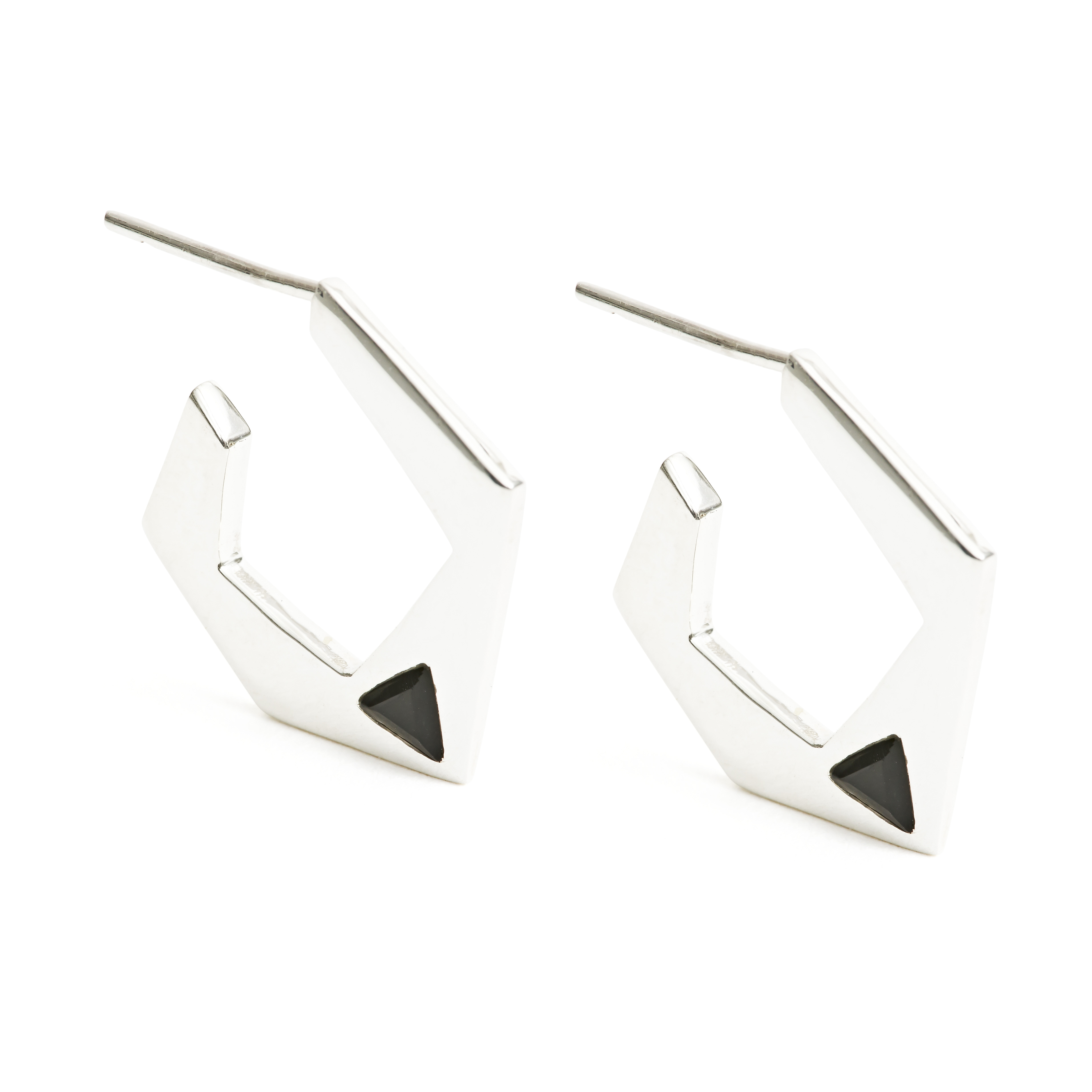 onyx-hoops-silver
