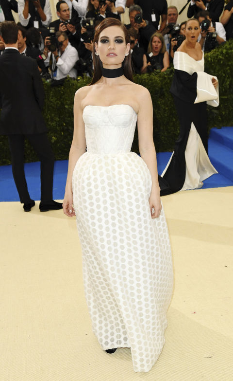 Lily James wearing Burberry
