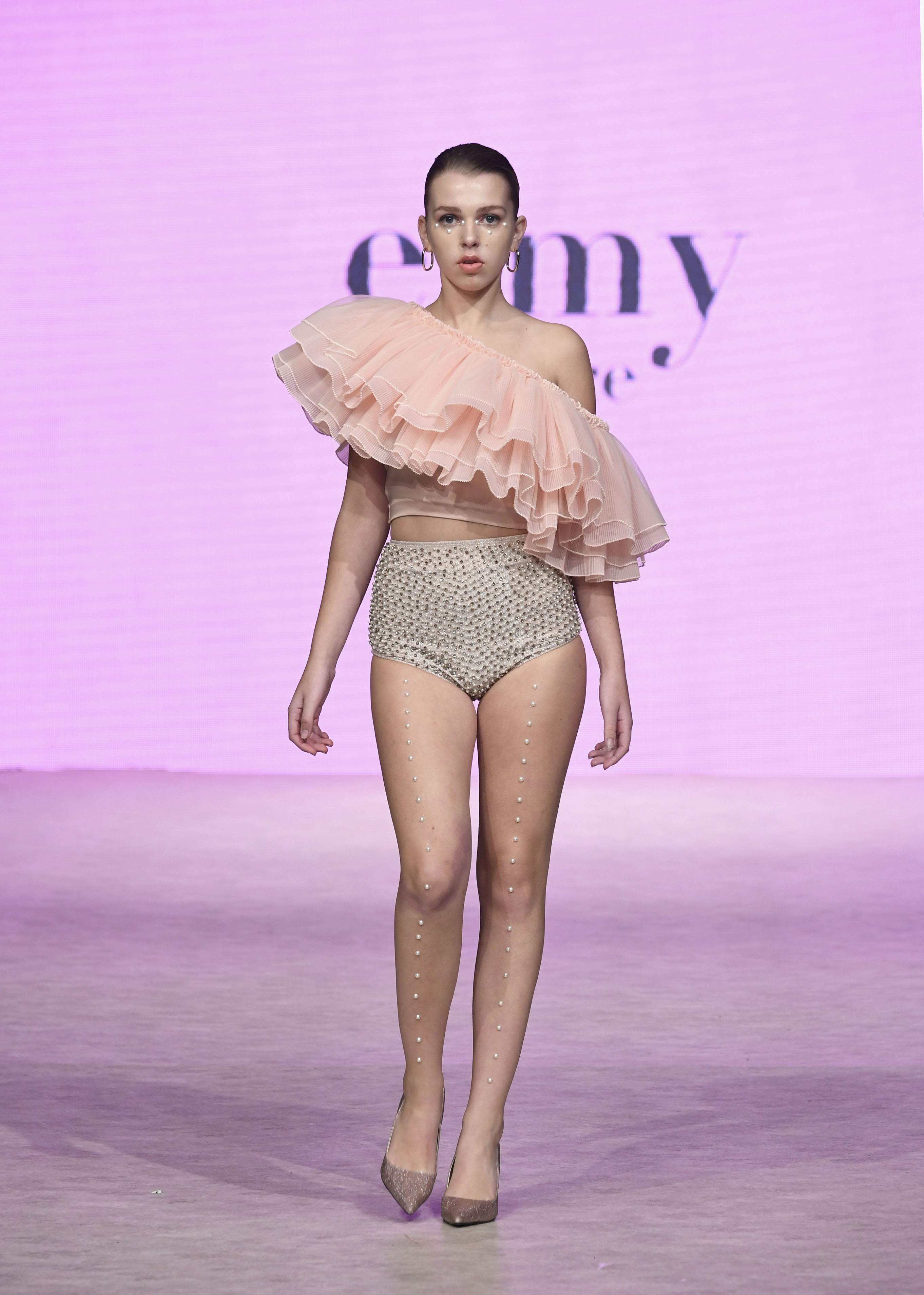 VANCOUVER, BC - SEPTEMBER 22:  A model walks the runway wearing eimy istoire at Vancouver Fashion Week Spring/Summer 19 - Day 6on September 22, 2018 in Vancouver, Canada.  (Photo by Arun Nevader/Getty Images for VFW Management INC)