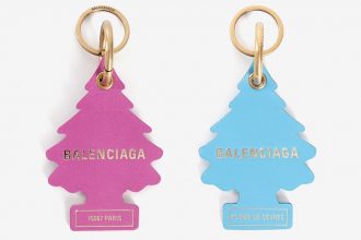 two balenciaga key rings modelled off little trees air fresheners