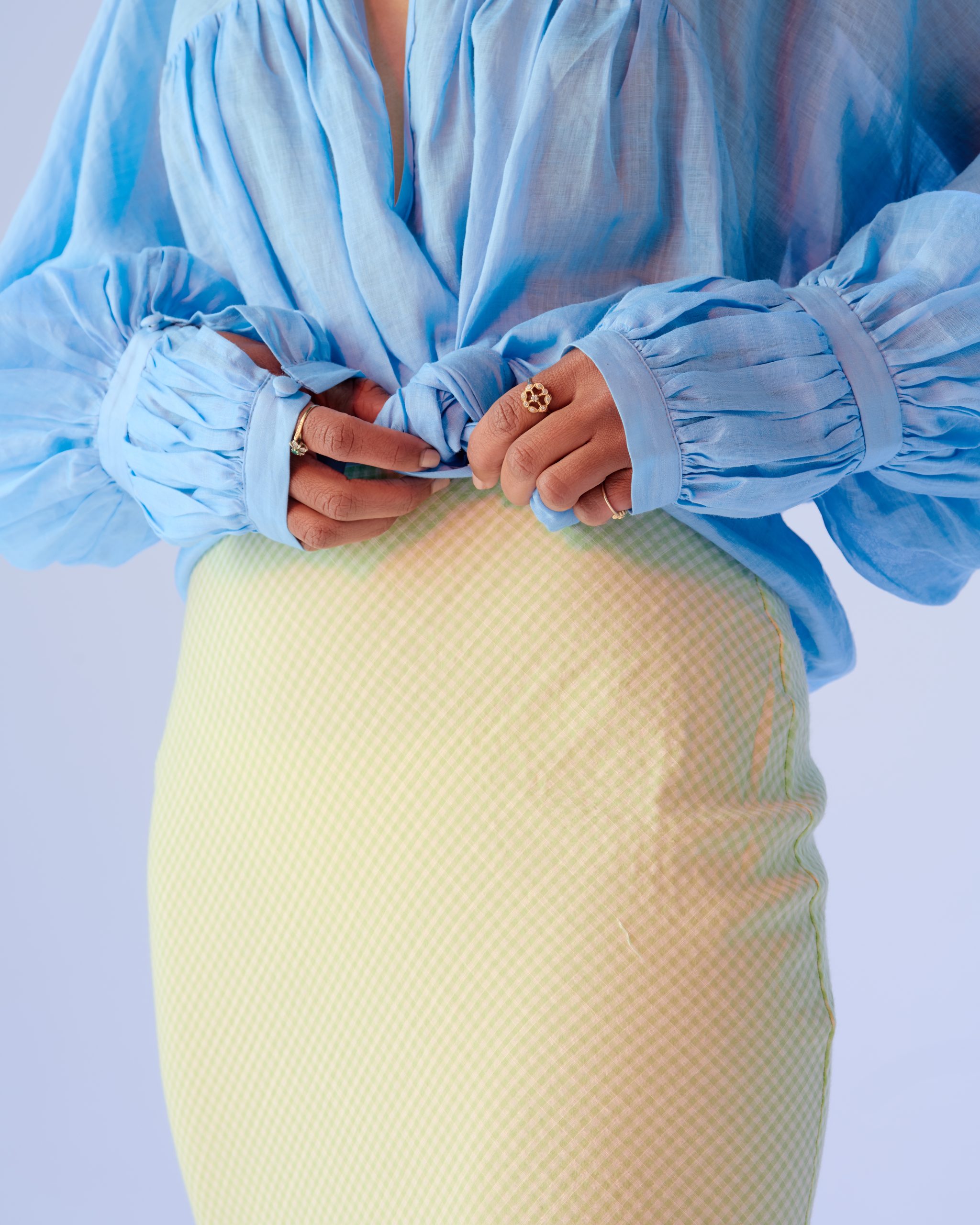 RUBY Kai Blouse, Uma Skirt Closeup