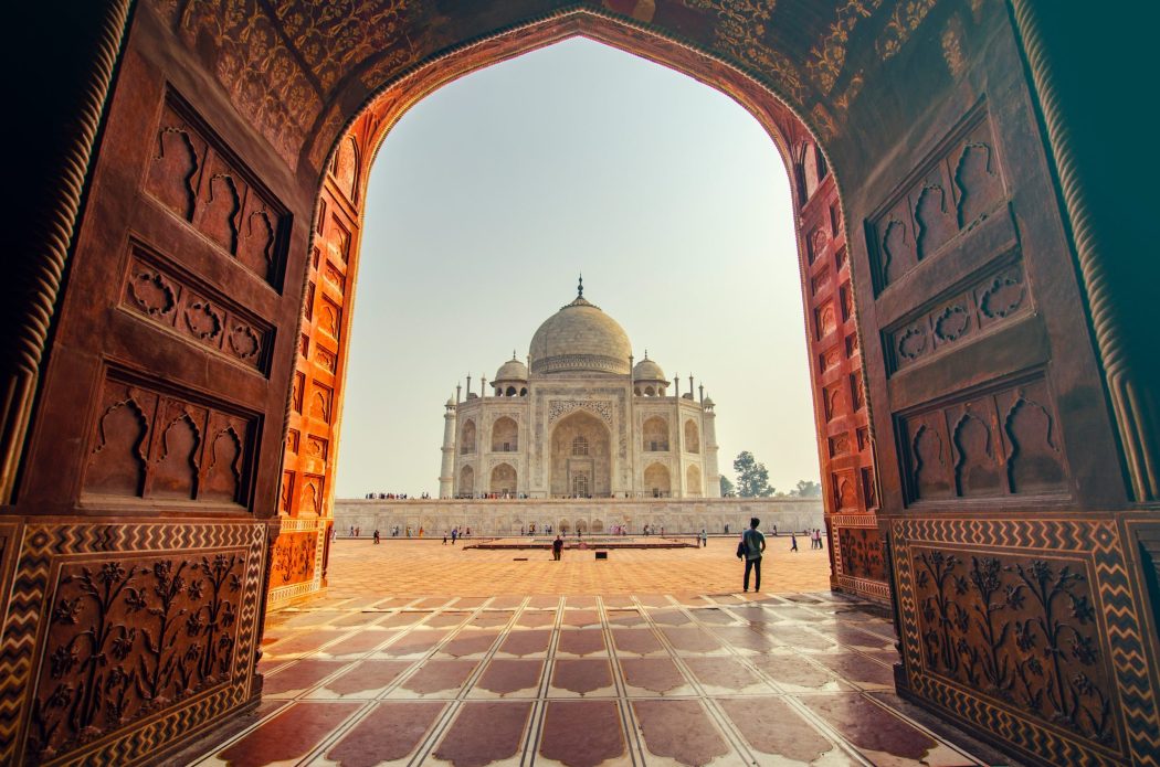 taj mahal in india from the outside